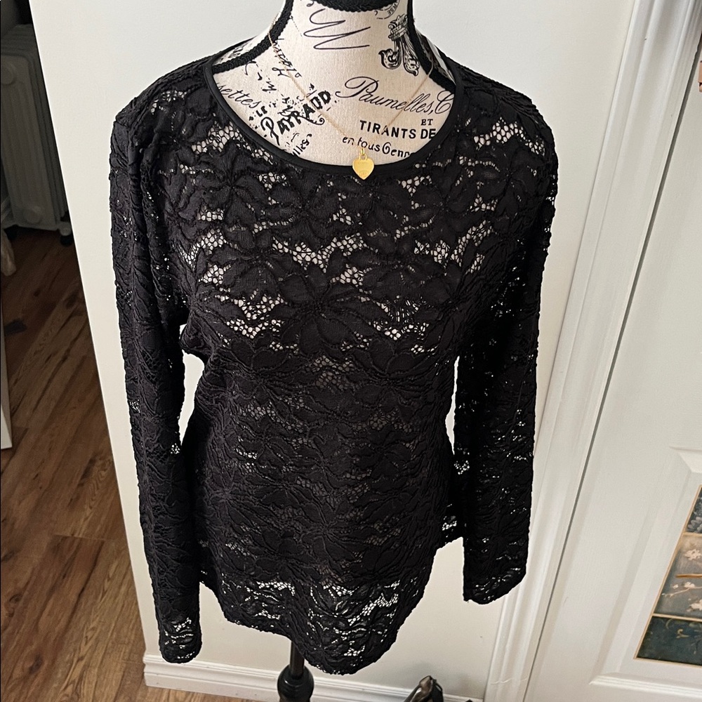 White House Black Market Black Lace Blouse - Picture 12 of 13